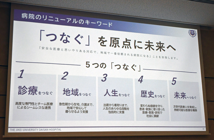 新病院では「つなぐ」を軸に5つのキーワードを掲げる