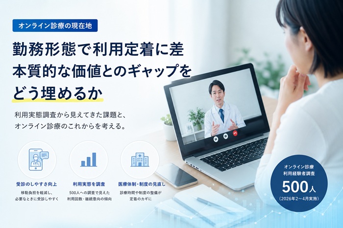 シード・プランニングの調査レポート「2026年版 オンライン診療サービスの現状と将来展望」は、利用実態や市場動向、今後の展望を分析している(画像はイメージ)